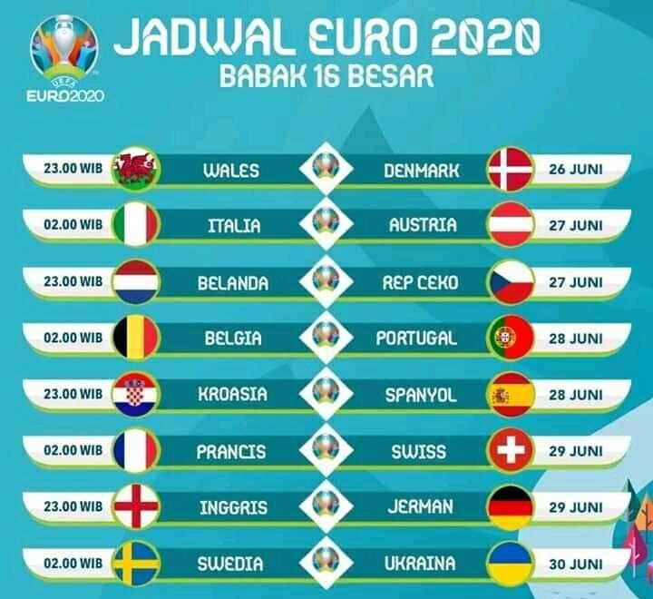 Jadwal babak 16 besar euro 2021